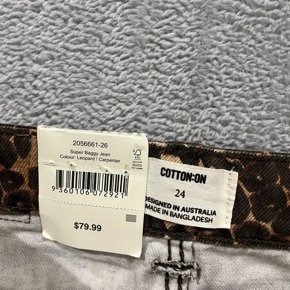 Cotton:On Jeans 24 Super Baggy Carpenter Leopard Flare‎ Y2K Skater NWT